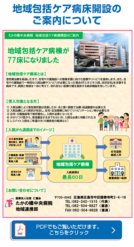 地域包括ケア病棟開設のご案内77床